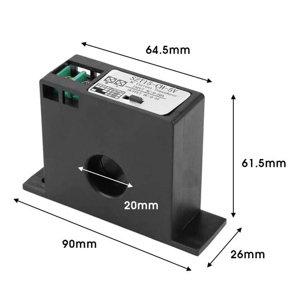

Преобразователь тока переменного тока AT21-AC, датчик-трансформатор, преобразователь переменного тока, 0-50А переменного тока в 0-5В постоянного тока, SZT15-CH-5V