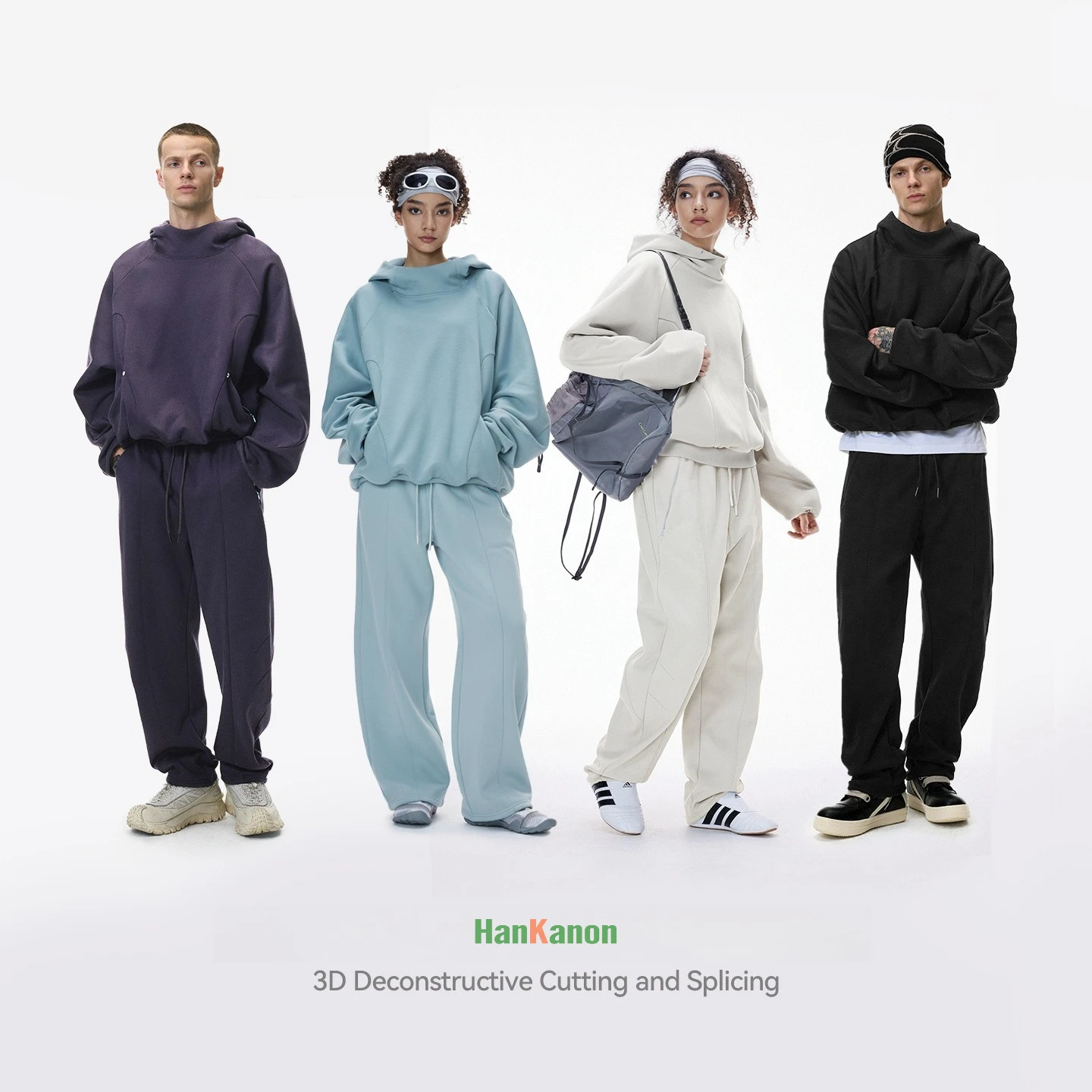 

2025 зимний тяжелый флисовый спортивный костюм унисекс, деконструированный комплект с капюшоном и изогнутыми штанинами, 5 в 1, термостойкий бархатный антистатический костюм из яичной скорлупы