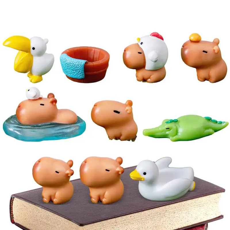 Capybara Toy Figures Resin Capybara Park Mini Figures Set Of 10pcs Cute Capybara Gifts Photography Props Mini Statues For Kids