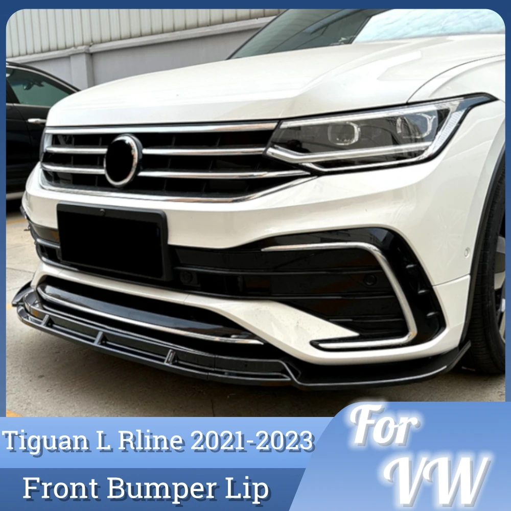 

Диффузор переднего бампера для Volkswagen Tiguan Rline L 2021 2022 2023 + 3 шт. спойлер сплиттер ABS глянцевый черный комплект модификации автомобиля