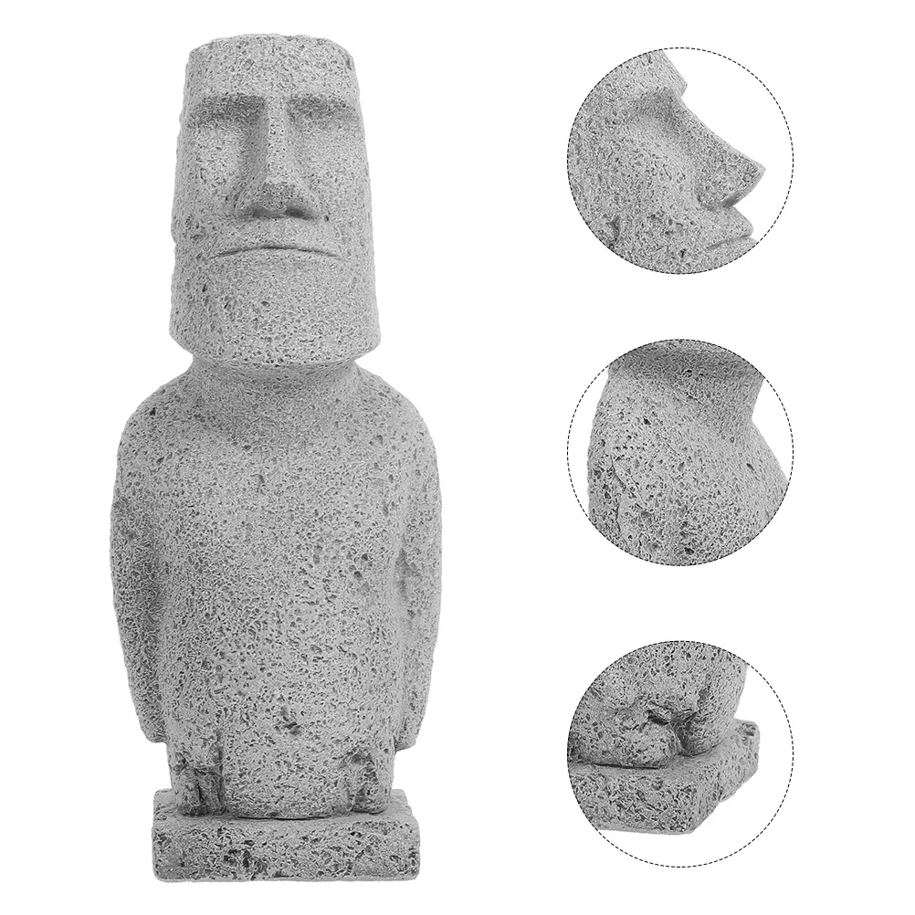 

1pc Moai Statue For Fish Desktop Moai Adornment Tank Aquarium Decor Desktop Garden Landscape Small Stone Sculpture