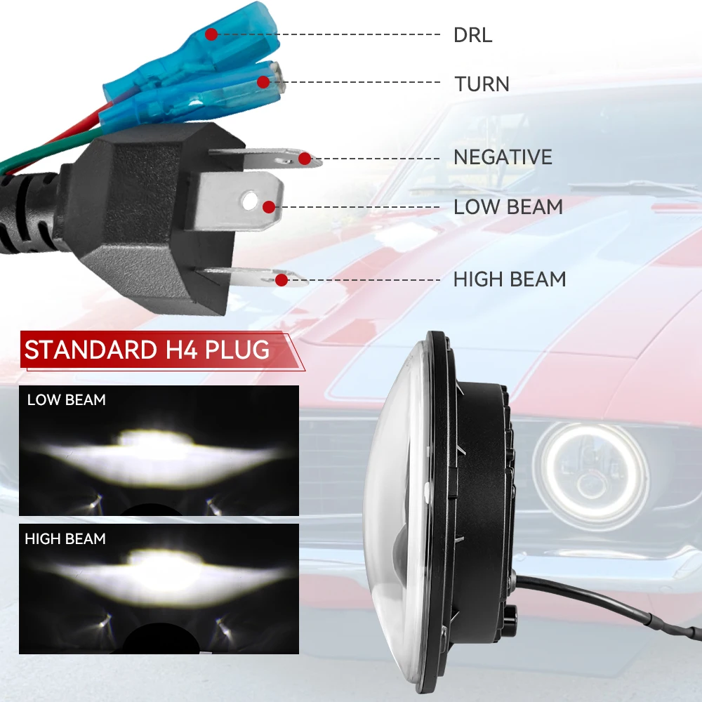 7inch LED Motorcycle Headlight Universal 7.5" Round Head Light For Cafe Racer Bobber Honda image 4