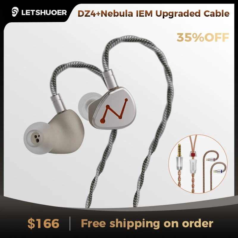 LETSHUOER DZ4 Triple Dynamic Drivers and Nebula 6 Cores 6N Monocrystalline Copper IEM cable