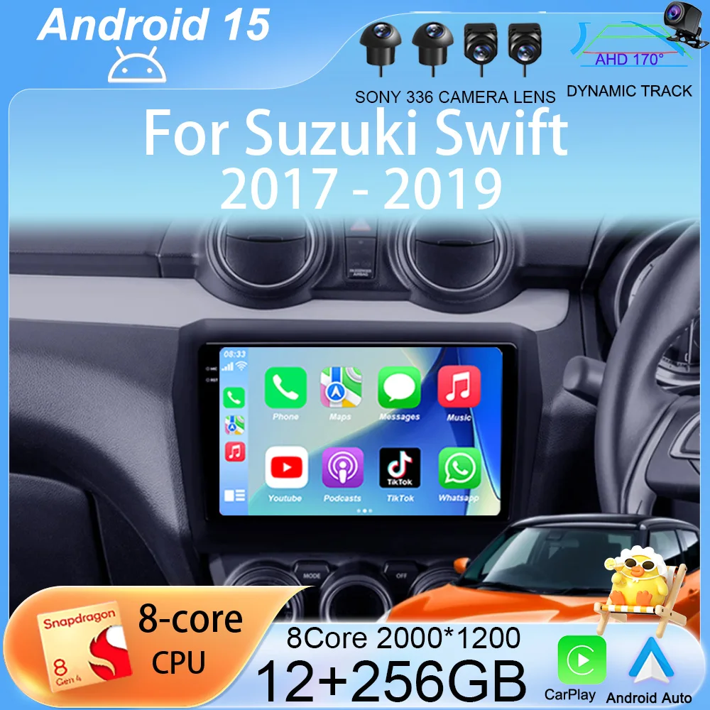 

Автомобильный радиоприемник Carplay +, Android 13, для Suzuki Swift 2017 2018 2019, стерео, мультимедийная навигация, GPS, видеоплеер, Wi-Fi + 4G