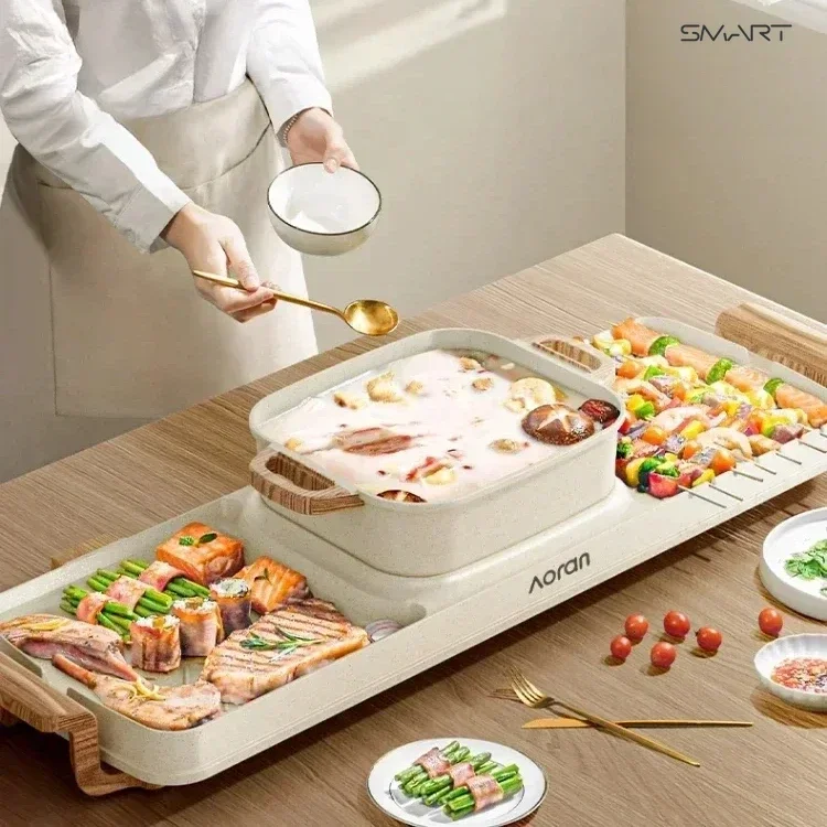 All-in-one electric oven household electric baking tray electric fire boiler smokeless barbecue machine non-stick grill