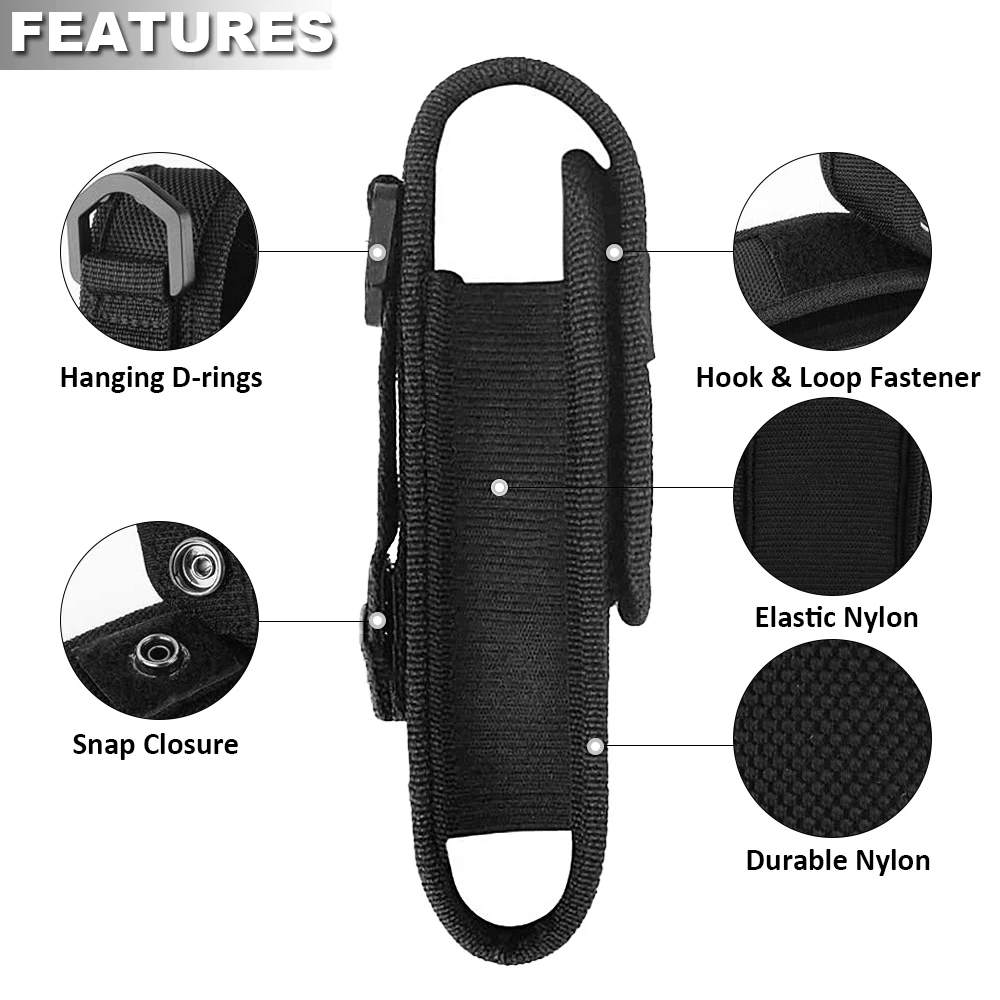 Funda táctica para linterna para caza al aire libre, bolsa Molle para escalada, cinturón para hombre, funda para linterna LED, soporte para