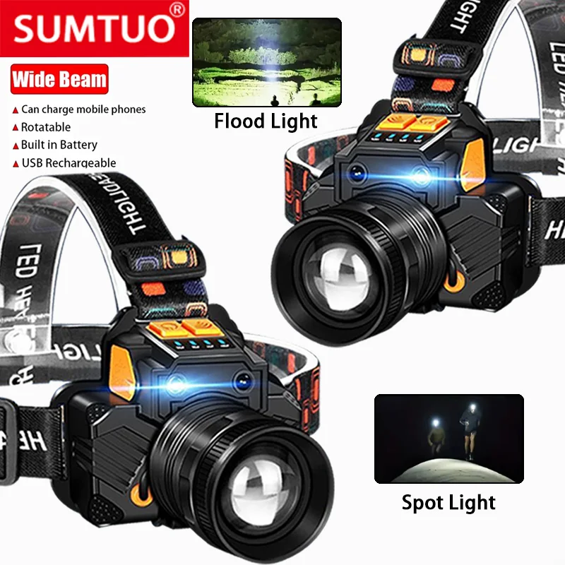 

Rechargeable Sensor Headlamp COB Chip LED Zoom Fishing Torch Outdoor Super Bright Waterproof Camping Hunting Warning Head Lamp