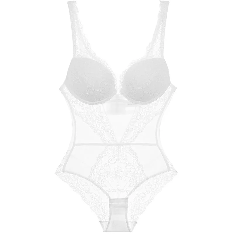 

Боди из французского кружева, цельное нижнее белье для женщин, сексуальный бюстгальтер с лямкой на шее и поясом для похудения, корректирующее белье для контроля живота Pure Desire