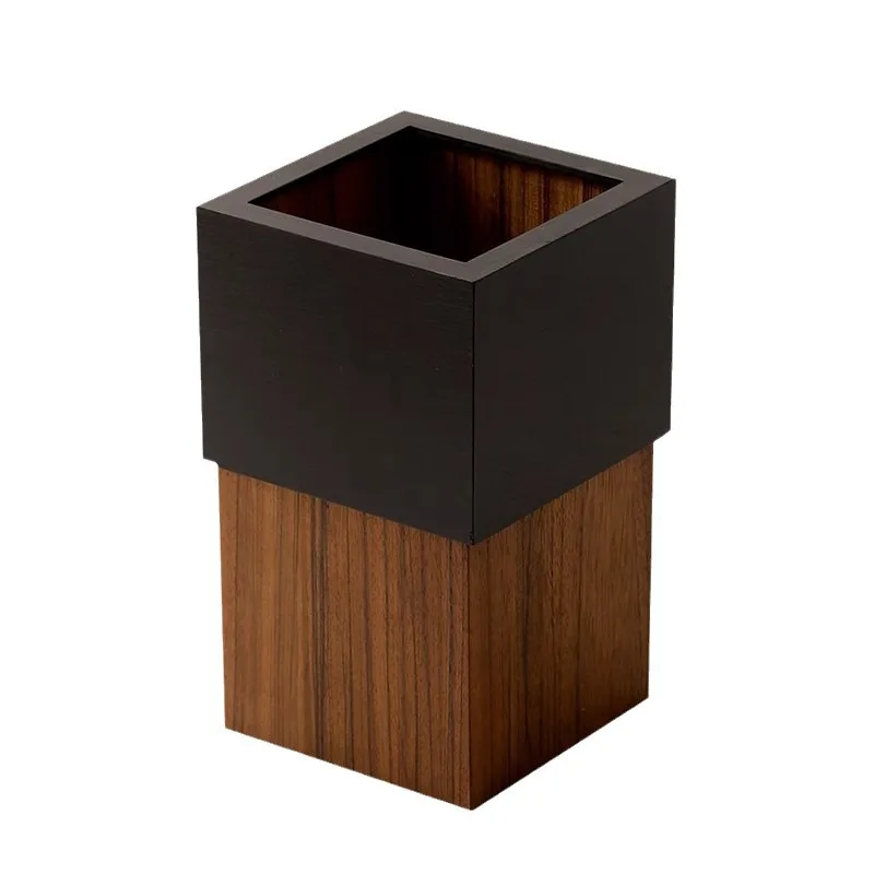 

Customizable square wooden trash can, walnut black; solid wood wastebasket