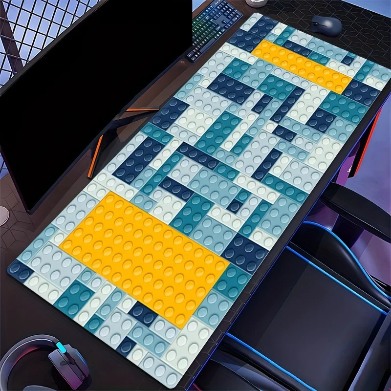 빌딩 블록 디자인 마우스 패드 대형 고무 미끄럼 방지 PC 책상 액세서리 사무실 및 게이머용 키보드 매트 장식 매트