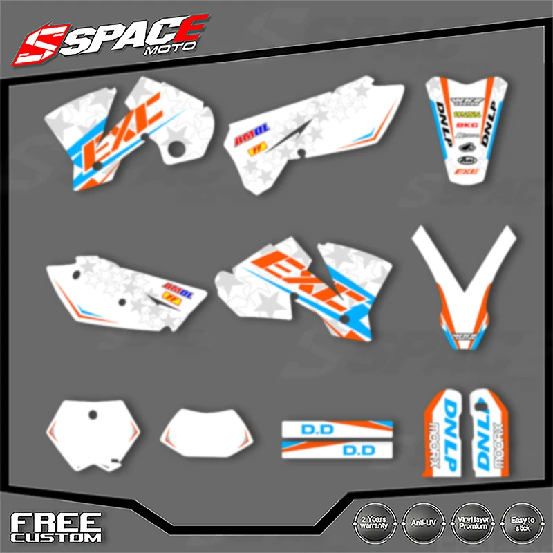 

SPACE Custom Motorcycle Graphics Background Decal for KTM 125 250 300 350 450 2003 2004 SX SXF 2004 EXC Decals Stickers Kits 06