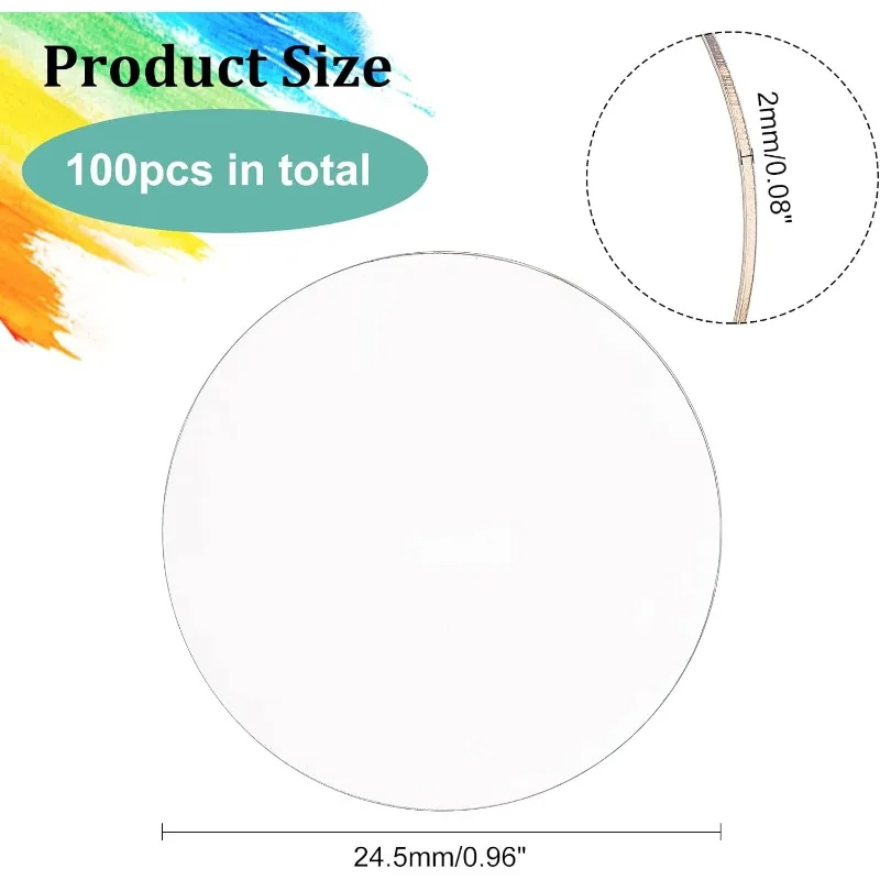 100 Pcs Clear Circles Acrylic Sheet 1 inch Circular Miniature Bases for Miniatures Wargame Halloween Christmas Craft Keychain