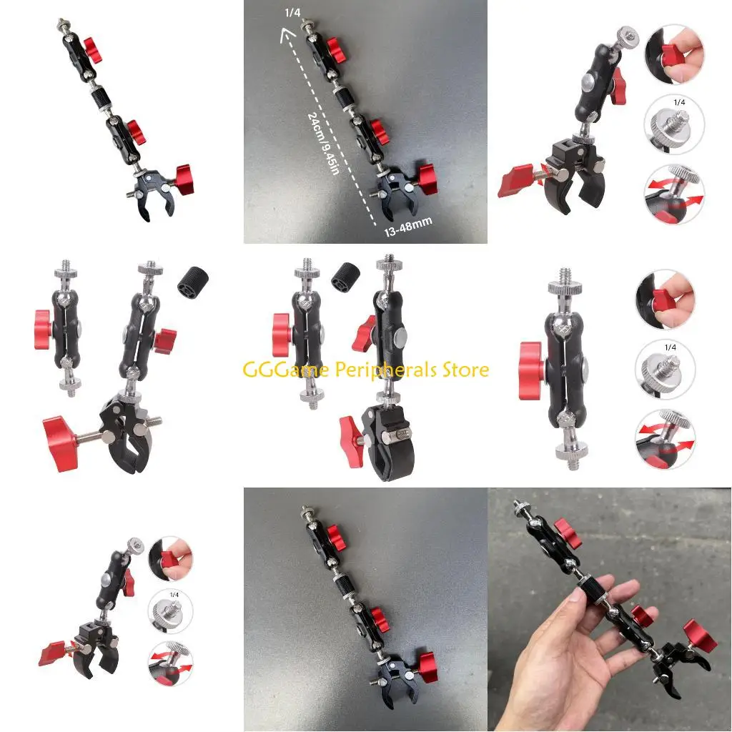 

U55B 360Degree Rotating Ball Head Camera Metal Clamp Mount 1/4 Thread Screw For DSLR