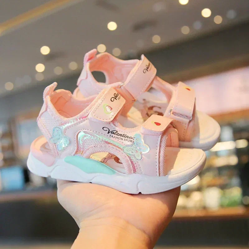 New Girls Sandals Gladiator Cartoon Sweet Soft Children Beach Shoes Kids Summer Floral Sandals Princess Shoes Fashion Cute