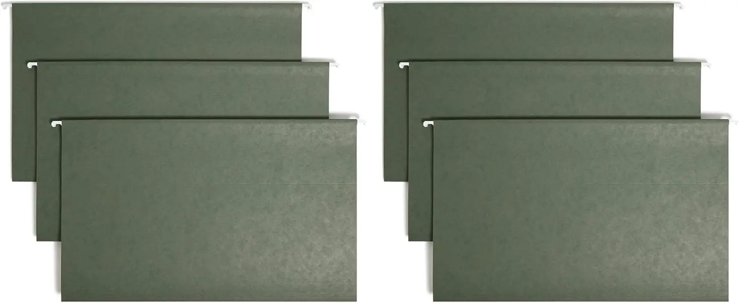

Legal Size Hanging File Folders with Adjustable Tabs, 25 Pack, Standard Green for Desk Drawer Organization