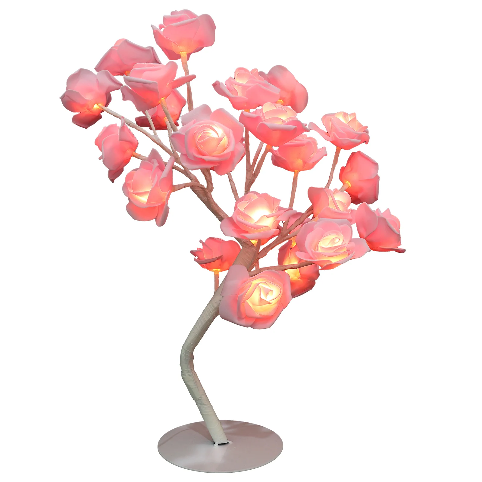 

Rose Tree Lamp Pink LED Small USB Table Light Night Bedside Decor Flower Lamps Home Storage Bedroom Party Stylish