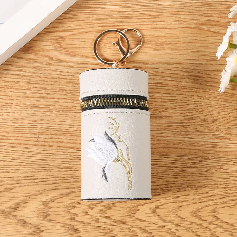 

Брелок для наушников, изысканный кошелек из искусственной кожи, маленькая сумка с подвеской, уникальная сумка с вышивкой и цветами для повседневного наряда, путешествий