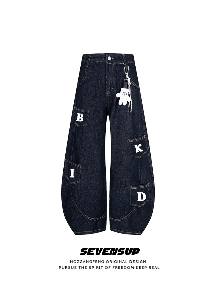 

Джинсы SEVP в американском стиле ретро, оригинальные цветные джинсы с ножом, свободные широкие длинные брюки для мужчин и женщин с несколькими кетами