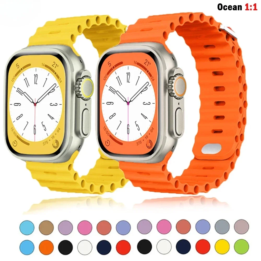 Ocean strap For Apple watch Ultra 49mm band 44mm 45mm 40mm 42 41mm silicone Original 1:1 bracelet iWatch series 9 8 7 6 5 4 3 se