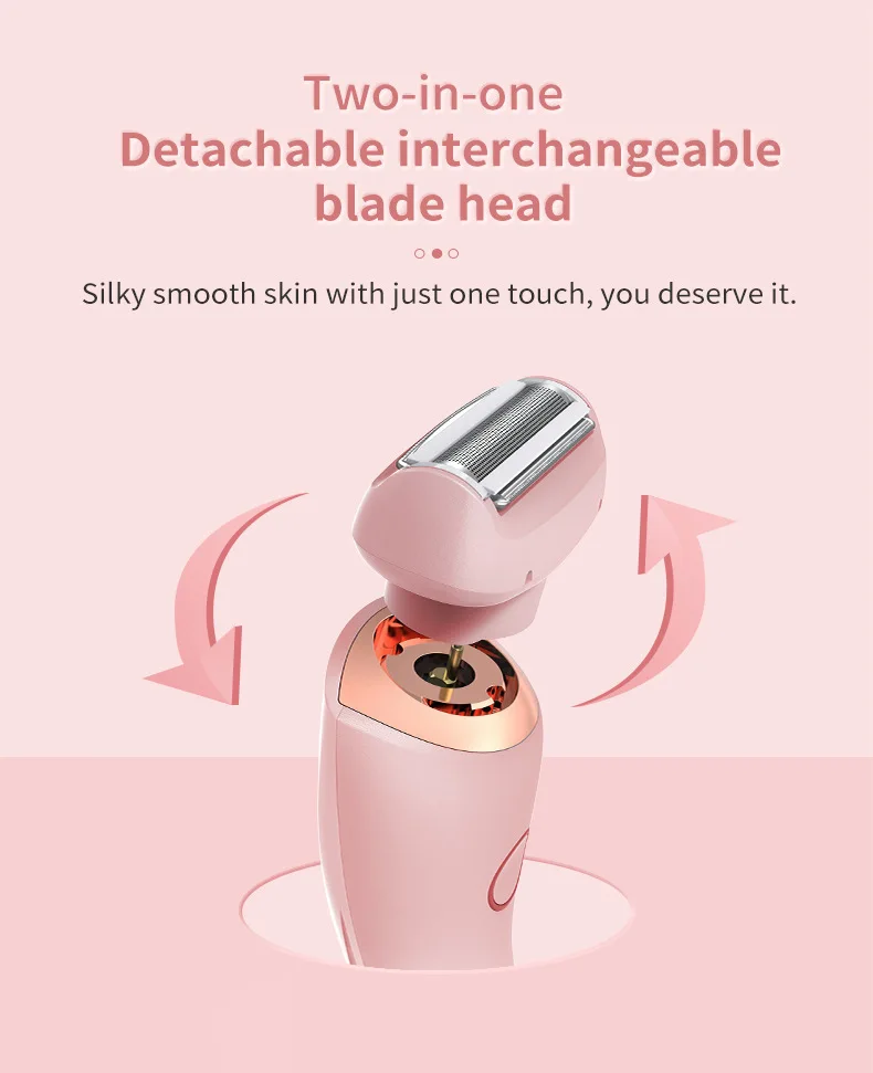 2-in-1-Damenrasierer, elektrischer Damenrasierer, wasserdichter Bikini-Gesichtstrimmer, schmerzlose Haarentfernung für Mädchen, Unterarm, Bein, Körper, Arm – Detail 4