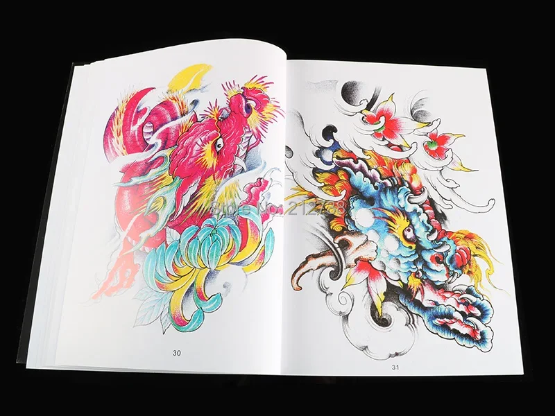 A4 Traditional Tattoo Flash Book KOI Dragon Skull Hannya Gril Elephant Bano Tattoo Books 80 pagine spedizione gratuita