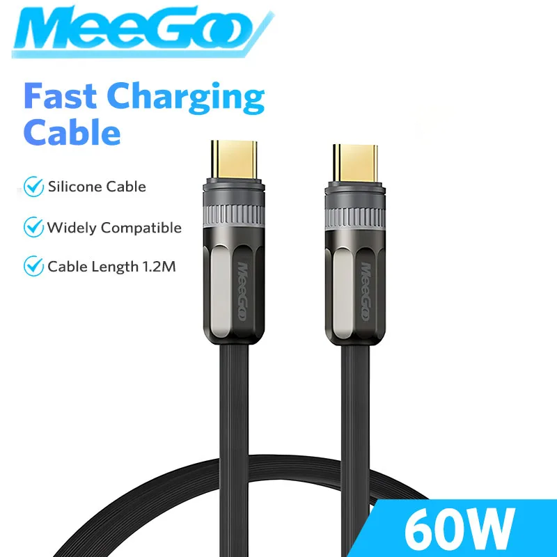 

MeeGoo PD60W Type C to Type C Cable Fast Charge Mobile Cell Phone Charging Cord Wire For Xiaomi Samsung Huawei Macbook PC Table