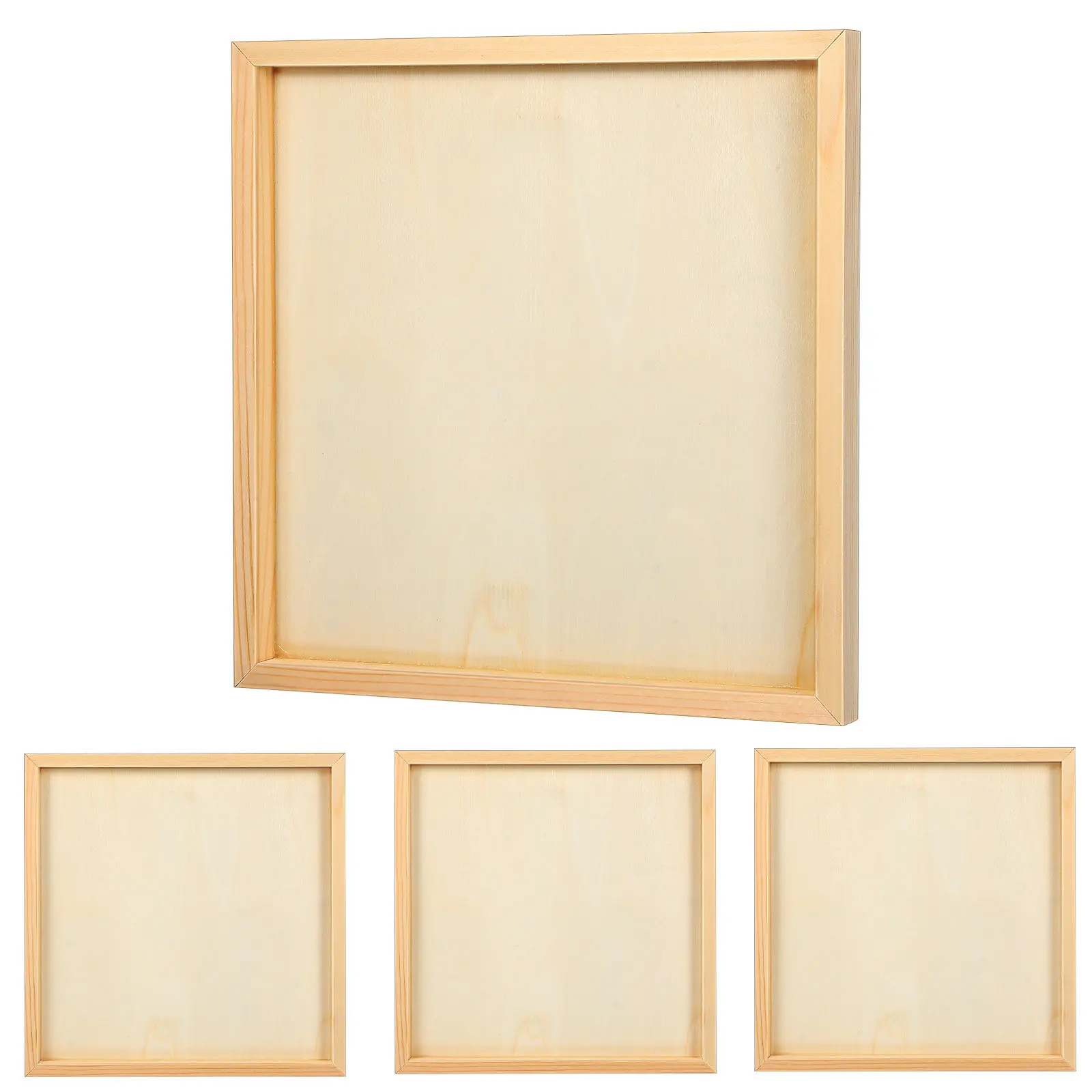 4Pcs Solid Wood Picture Frames Craft Kit Blank Wooden Photo Frames for DIY Painting Home Office Wedding Birthday Gift Display