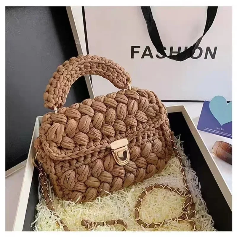 Messenger Bag DIY Knitted Handbag Wallet Fashion Rope Woven Ladies Handbag Designer Casual Chain Shoulder Bag