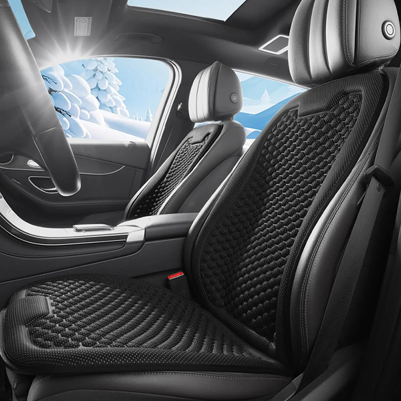 Auto-Sitzkissen Sommer-Kühlkissen Kühlender Autositzbezug Ergonomisch Atmungsaktiv Universell Rutschfest Belüftetes Auto-Sitzkissen – Detail 2