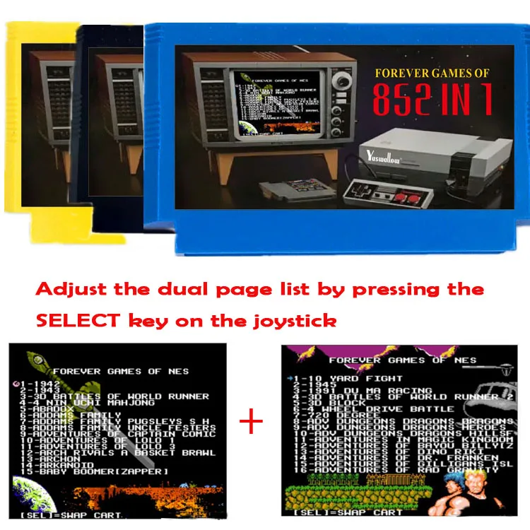 The 2025 FOR EVER GAME OF 852 in 1 8bit Game Card for Family video game console 60 pin game cartridge support save progress