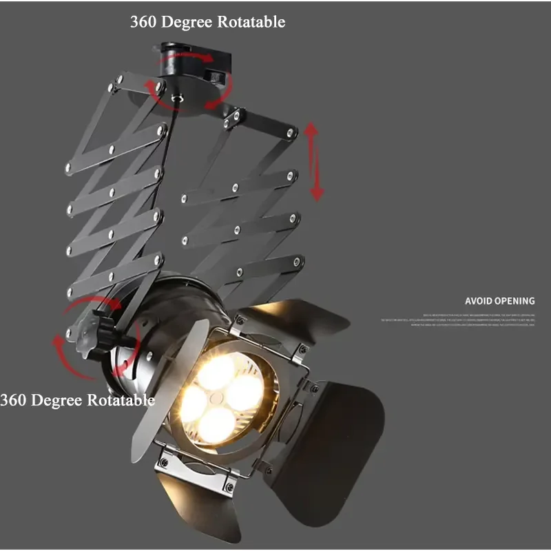 Par30 telescopic rod shielded anti-glare LED four-leaf track spotlight for shopping center stage clothing filling light
