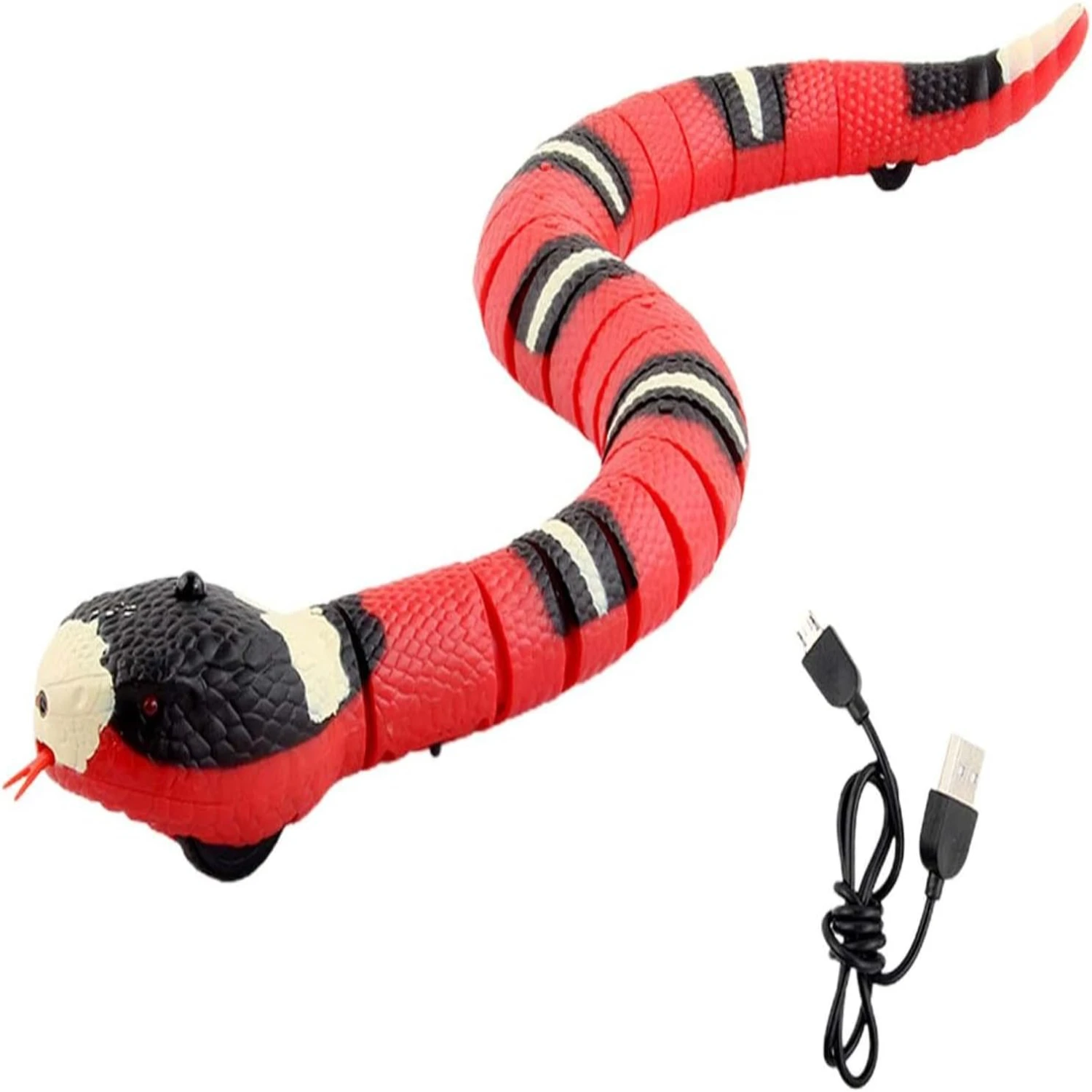 

Realistic Interactive Rechargeable Sensing Snake Cat Toy - Small Pet Toys with Automatic Obstacle Detection, Tricky Simulation f