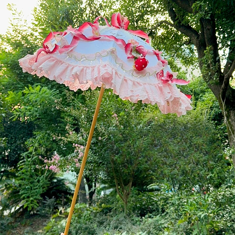 Handmade strawberry lo umbrella Antique umbrella Sweet Lolita children's catwalk tea party props