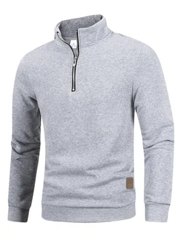 Autumn Men's Zipper Pullover Turtlenecks Warm Sweaters Solid Color Long Sleeved Fashion Male Casual Daily Sweatshirt Top 4