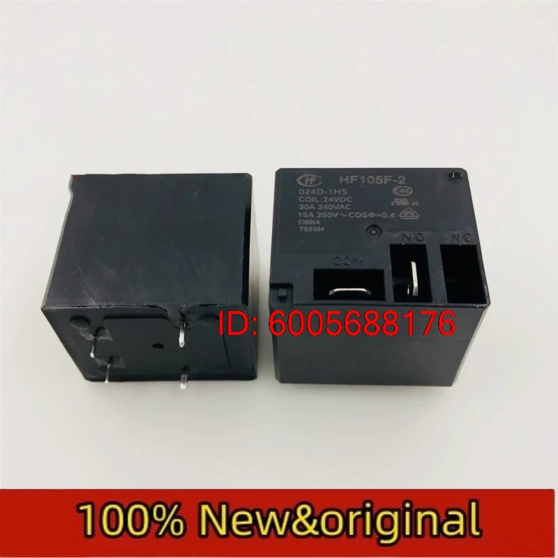 10PCS HF105F JQX-105F-2-024D-1HS 24VDC normally open 4-pin 30A240VAC Hongfa relay Original & Brand New