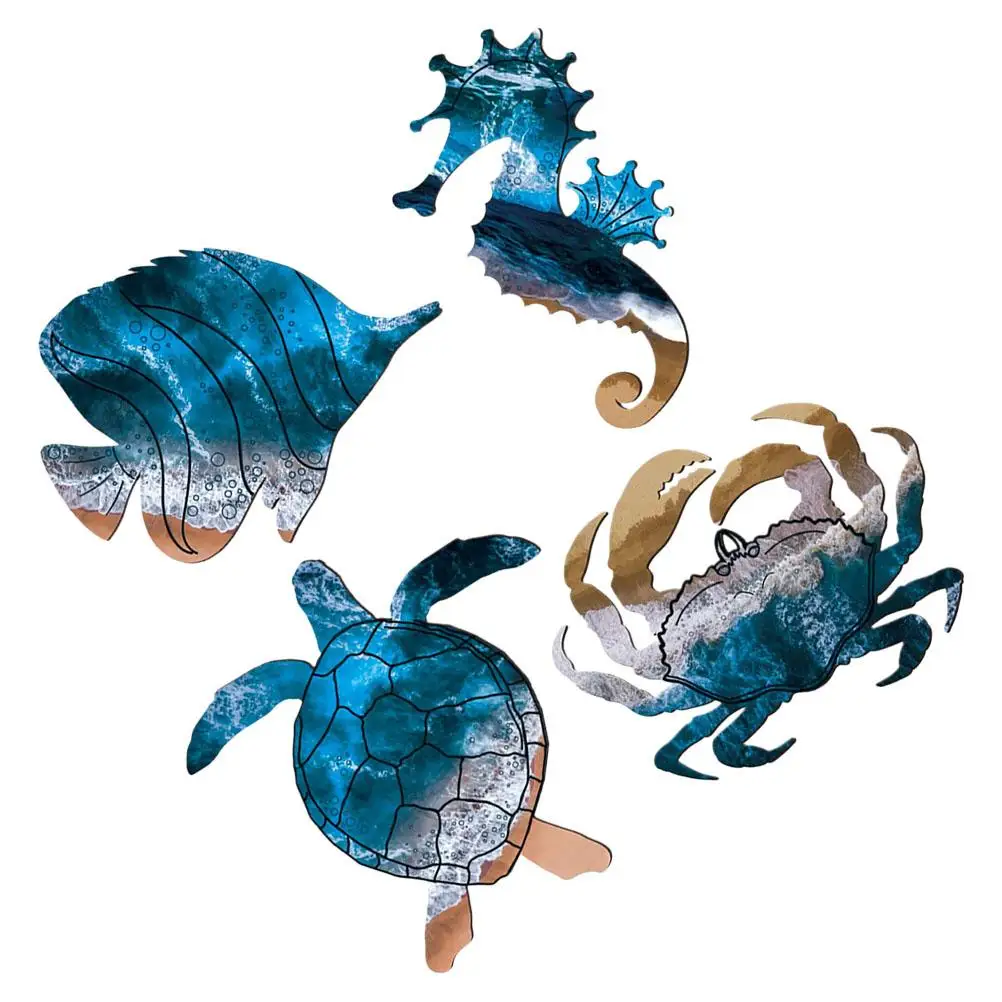 

4PcsOcean Animals Decor Beach Theme Decor Iron Craft Home Bedroom Office Beach Theme Hanging Accessories Fence Gate