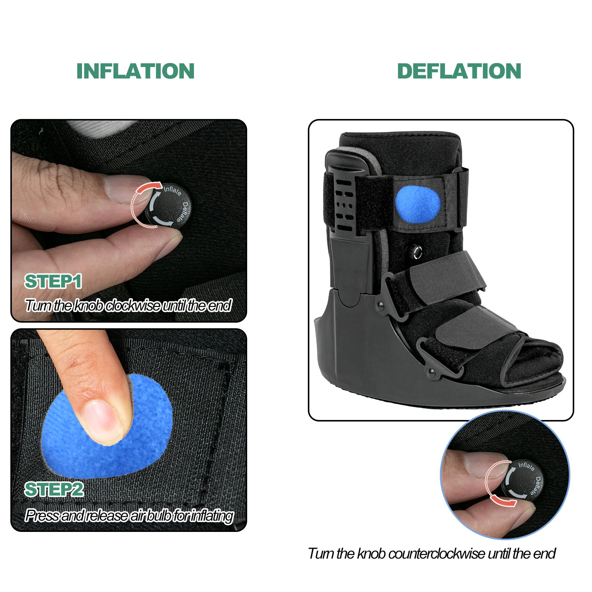 Air Walker Boot Fracture Boot Short Walking Protective Boot Fits Left or Right Foot Ankle for Injuries Fractures Sprains