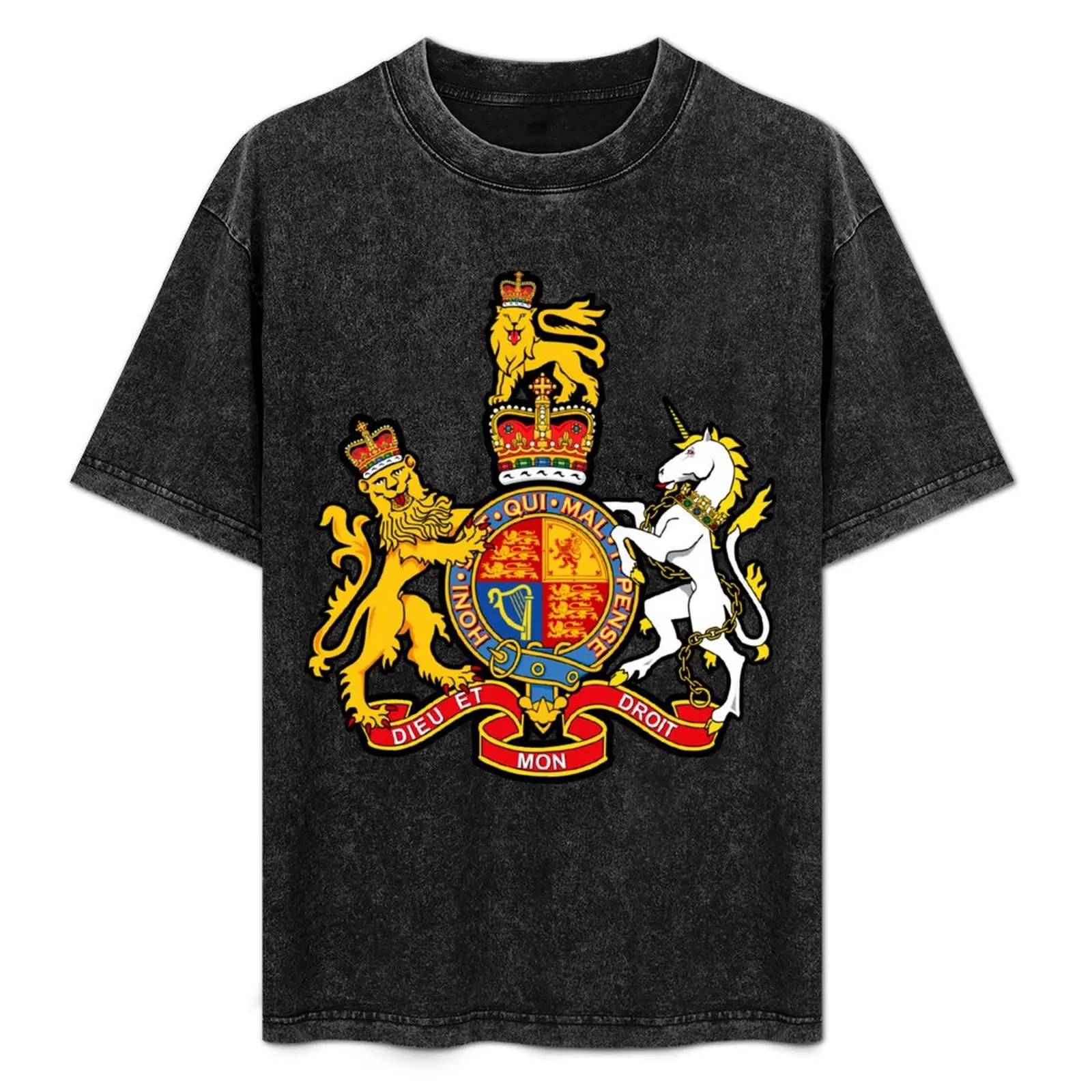 

BRITISH ROYAL COAT OF ARMS T-Shirt Vintage Style Printed Top