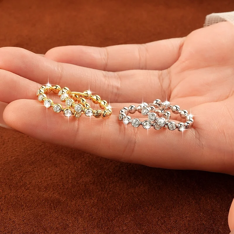 Rrjzz 2,5 mm Full Moissanite Sweet Bubble Creolen für Damen, GRA D-Color, im Labor hergestellte Diamantohrringe, Hochzeitsschmuck, Geschenke – Detail 5