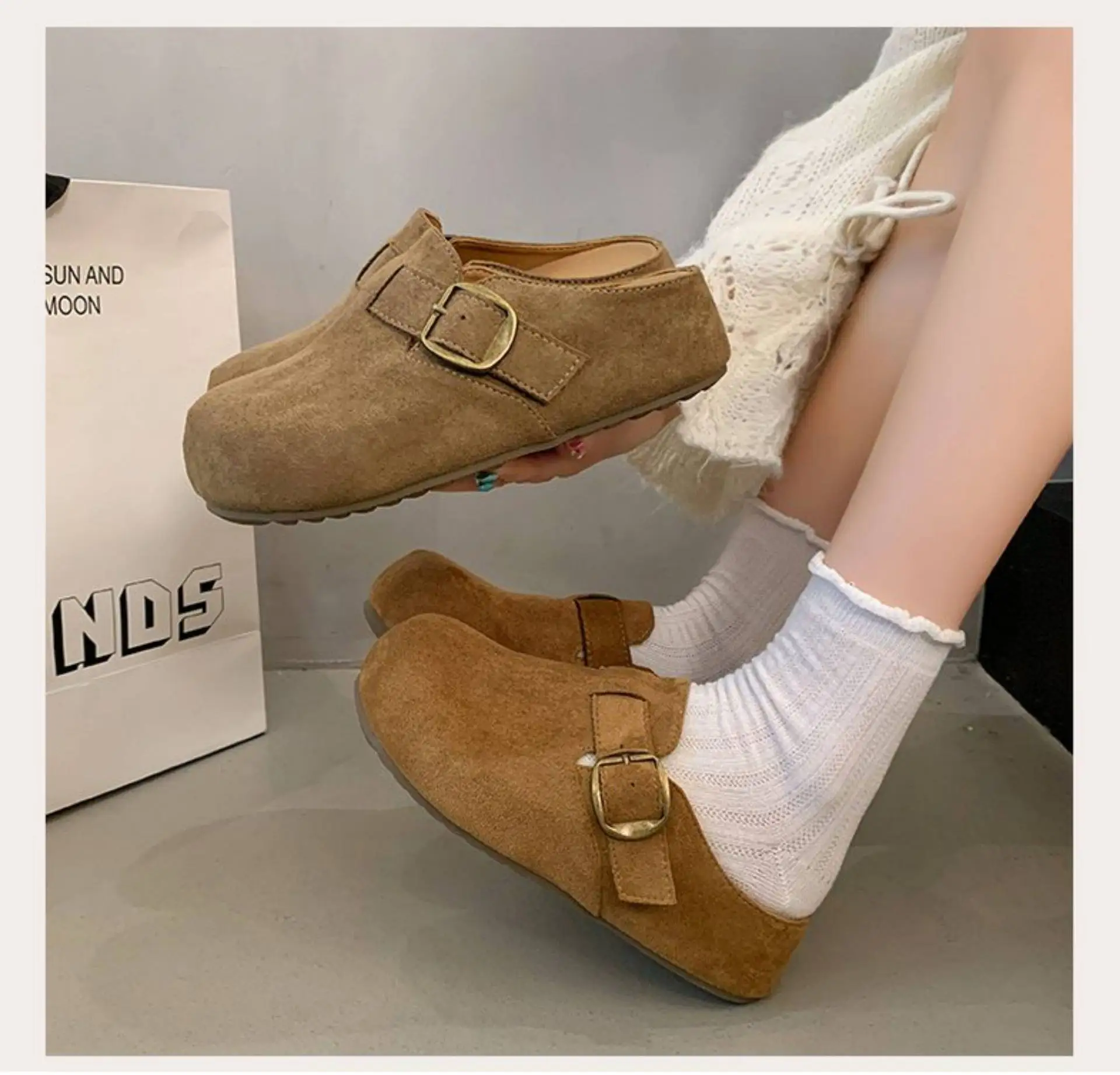 2026 Kork-Wildleder-Pantoffeln für Damen, Modische Clogs, Klassische Kork-Antirutsch-Outdoor-Pantoffeln mit Fußgewölbestütze – Detail 14