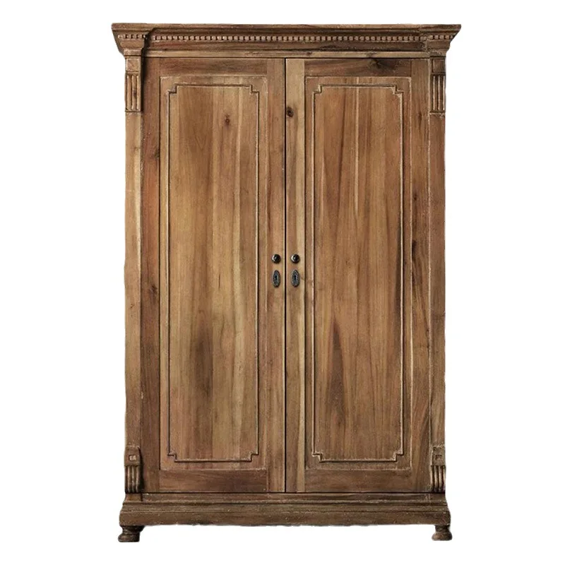 

Французский шкаф из цельного дерева, шкаф с двумя дверцами, шкаф для хранения из американского дуба в стиле ретро, спальня, небольшая квартира, подвесной шкаф