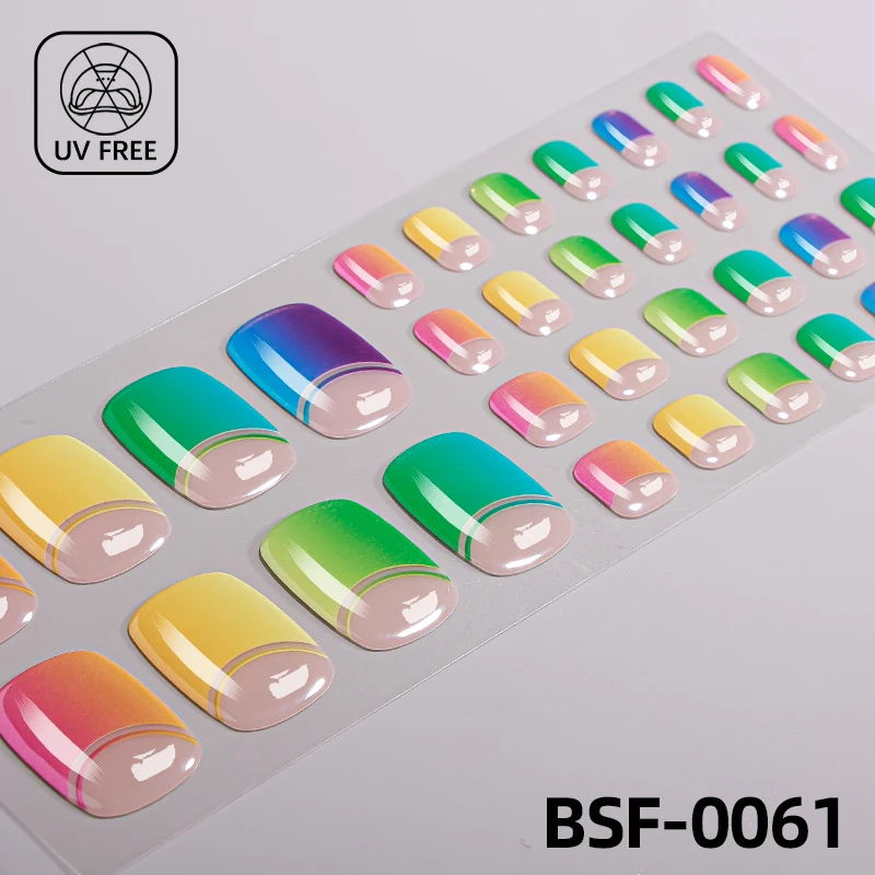 34tips Summer Colorful Full Cover Gel Toenail Wraps Self-Adhesive Polka Dot UV Free Gel Toenail Sticker Foot Nail Art Decoration
