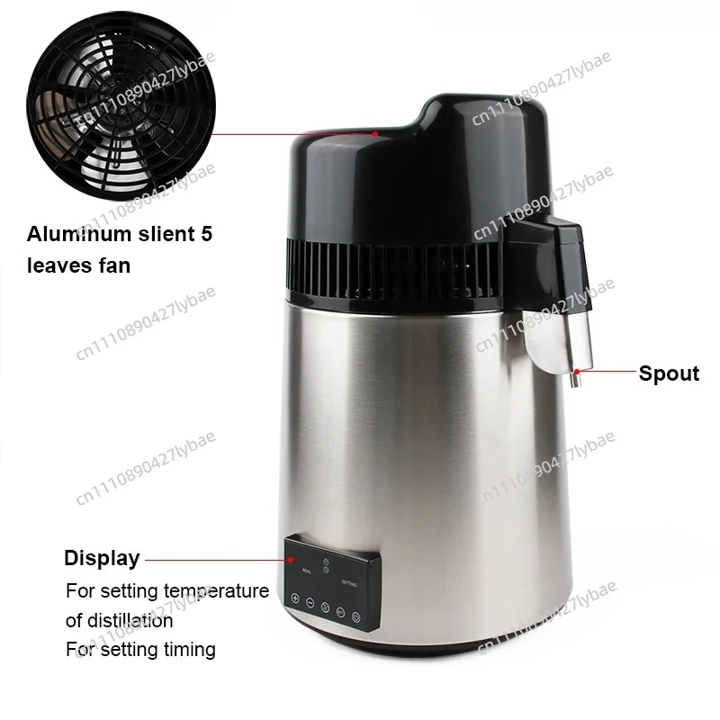 4L Timing Pure Water Distiller Dental Distilled Medical Filter Stainless Steel Electric Purifier Jug Dew Machine 1L/h Dispenser