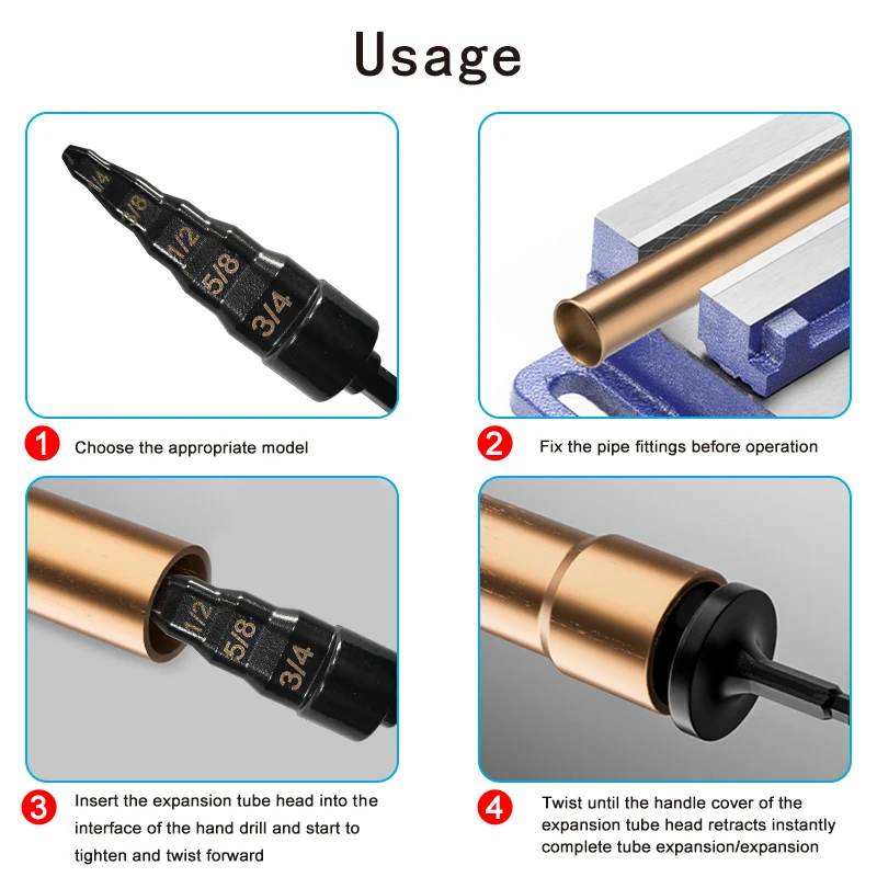 مكيف هواء صيانة رأس التمدد الكهربائي 6 في 1 من النحاس البريطاني، أداة توسيع الأنابيب، ملحق مثقاب الطاقة