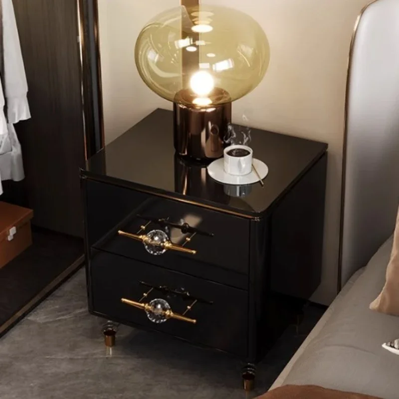 

Black Minimalist Modern Nightstand Storage Drawer Aesthetic Italian Bedroom Bedside Table Luxury Trendy Mesa De Noche Furniture