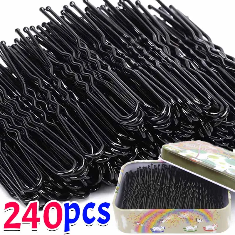 60-240pcs Hair Clip U-Shaped Bobby Pin Women Invisible Wavy Hairpin Hairstyle Styling Metal Hair Grips Barrette Hair Accessories