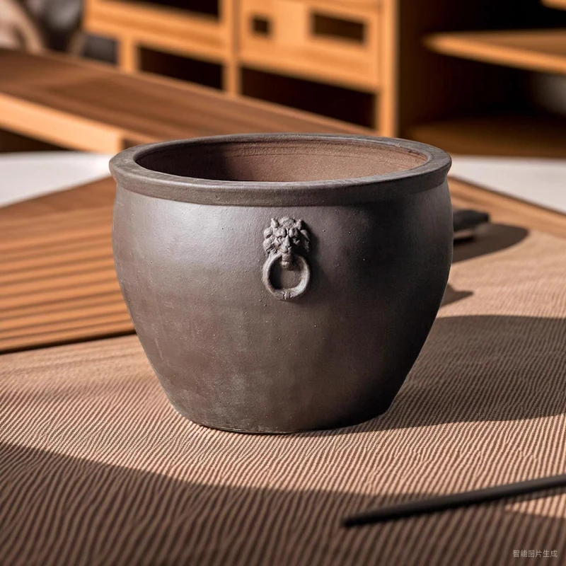 

High temperature coarse pottery earth pottery ancient method fish tank hotel courtyard outdoor yard