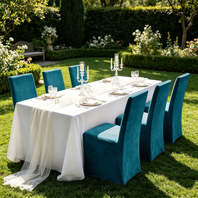 Soft Velvet Banquet Chair Covers Dust-proof Universal Stretch All-inclusive Wedding Party Hotel Dining Room Chair Cover