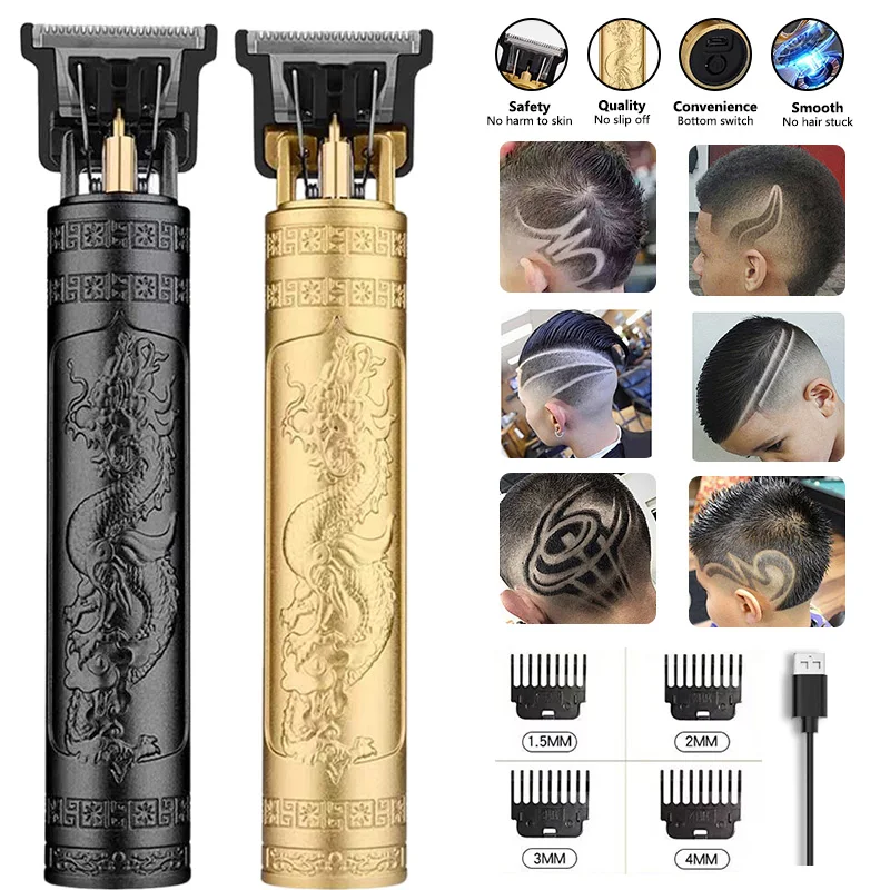 Vintage T9 elektrische Haars chneide maschine Haars ch neider profession elle Männer Rasierer wiederauf ladbare Friseur Trimmer für Männer Drachen Buddha