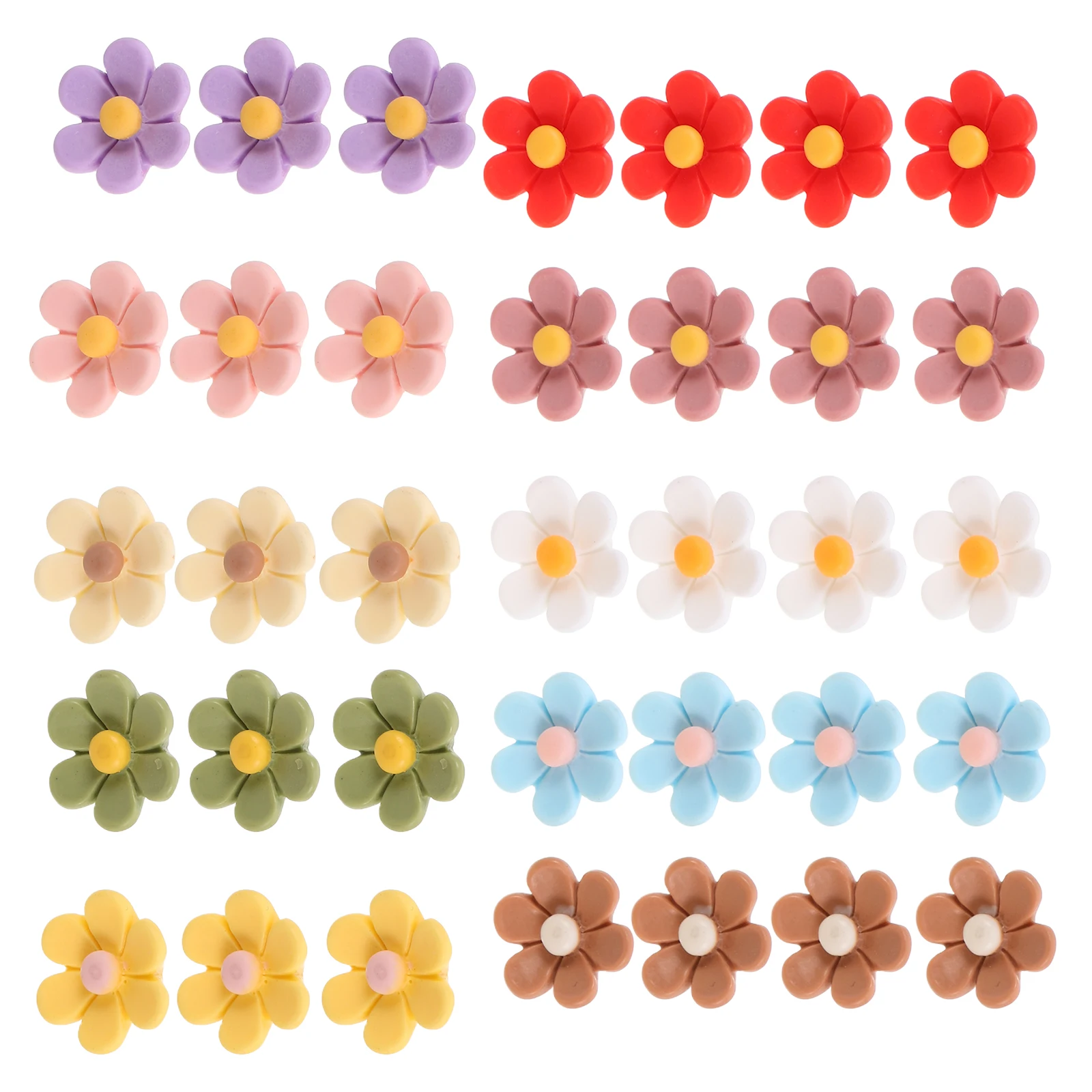 

30 Pcs Flower Pin Office Desk Accessories Three-dimensional Thumbtacks for Bulletin Board Resin Flowers Push